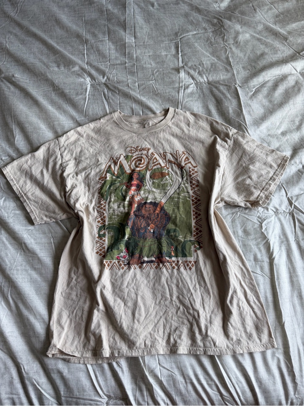 Disney Moana and Friends Tan Graphic Short Sleeve T-Shirt (XL)